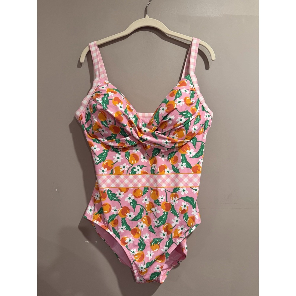 Lands End X Draper James One Piece Swimsuit Oranges Pinup Size 14D‎
